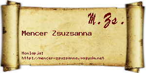 Mencer Zsuzsanna névjegykártya